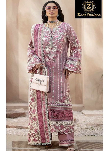 HR By Ziaaz 577 Cotton Embroidered Pakistani Designer Dress Material Wholesale Market Catalog